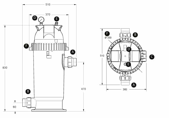 Dimensions filtre a cartouche pour piscine Zodiac CS